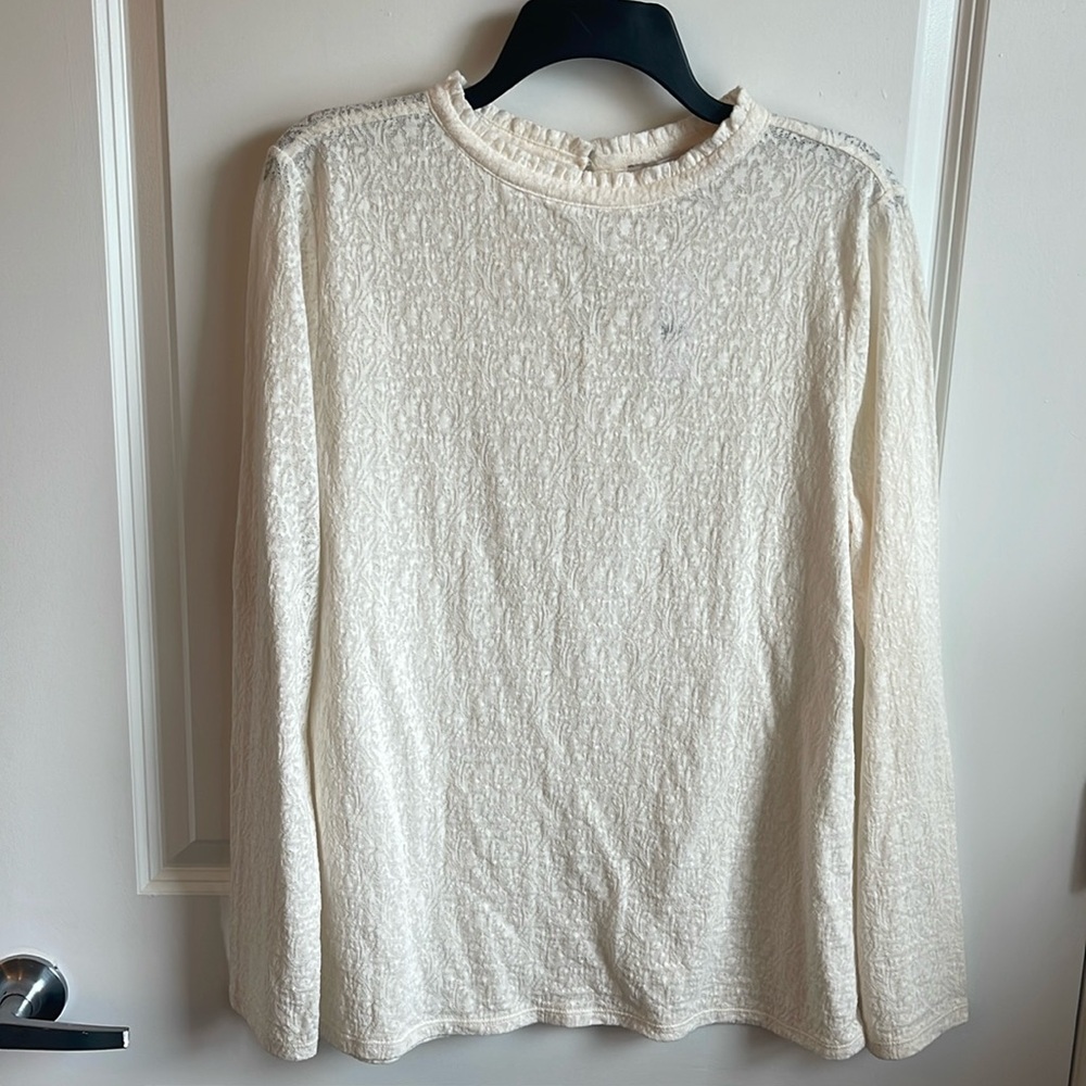 Loft Long Sleeve Mock Neck Textured Top - Size XL